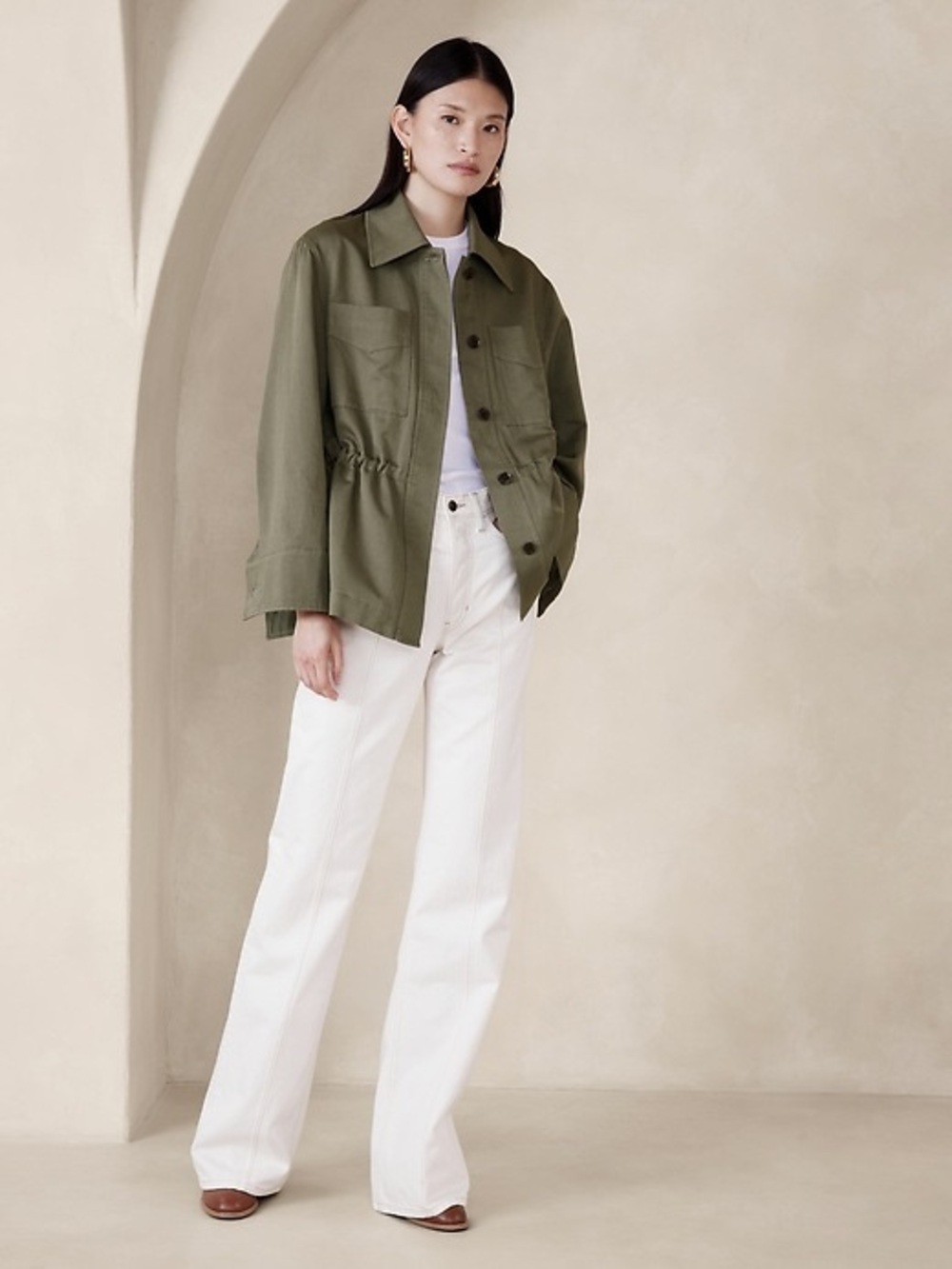 Banana Republic Lucia Cotton Linen Jacket in Desert Thyme Green Size Small - Picture 4 of 14